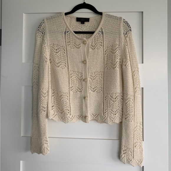 Zara Pointelle Knit Button Cardigan - Picture 2 of 7